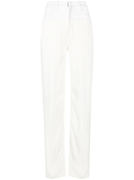 Pantaloni talie inalta Givenchy albi din vascoza si elastan
