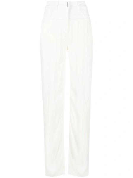 Pantaloni talie inalta Givenchy albi din vascoza si elastan