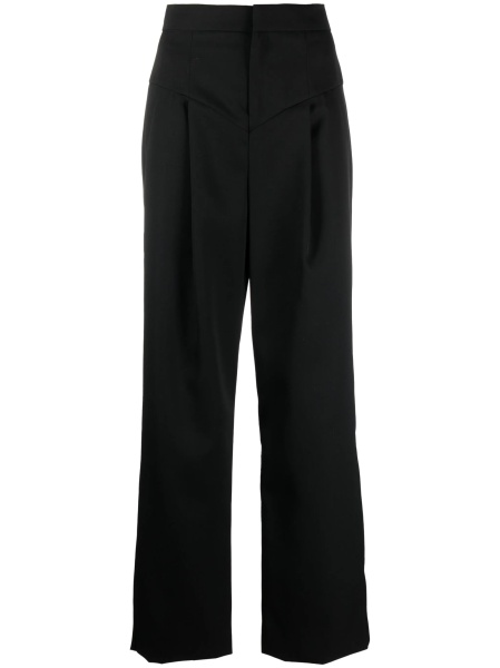 Pantaloni talie inalta Isabel Marant negri din lana