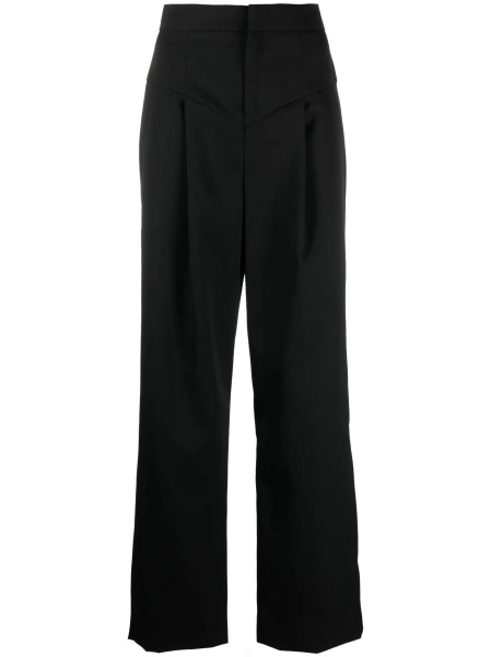 Pantaloni talie inalta Isabel Marant negri din lana