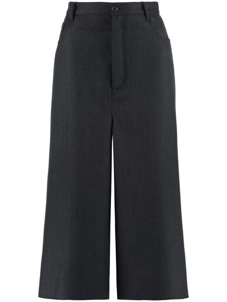 Pantaloni trei sferturi Balenciaga negri din lana