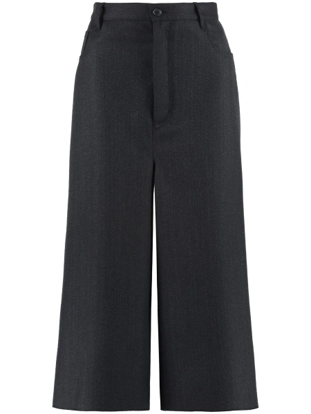 Pantaloni trei sferturi Balenciaga negri din lana