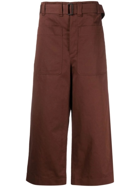 Pantaloni trei sferturi LEMAIRE maro din in si bumbac