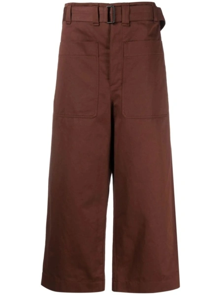 Pantaloni trei sferturi LEMAIRE maro din in si bumbac