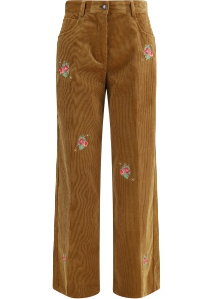 Pantaloni Velvet Pants with embroidered bouquets