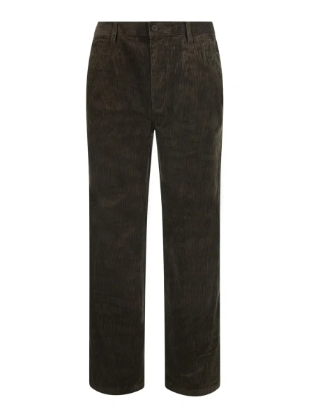 Pantaloni Velvet Pants with Pockets and Straight Hems in Brown for Men