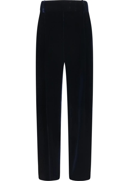Pantaloni Wide leg Pants with double pleats in viscose and silk velvet