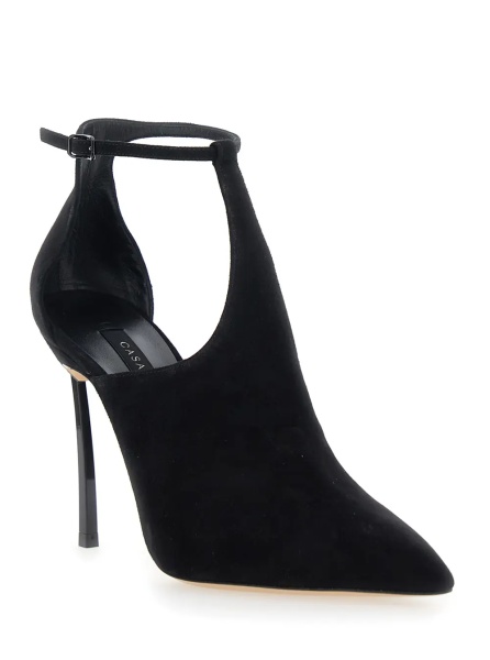 Pantofi black high-heeled pumps with adjustable strap in suede Women