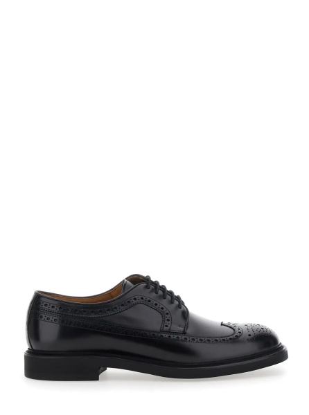 Pantofi Brown Leather Round Toe Lace-Up Shoes