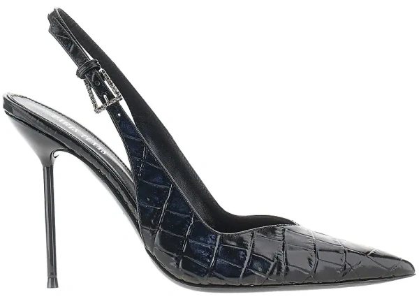 Pantofi Croco-embossed leather 'Lidia' slingback pump