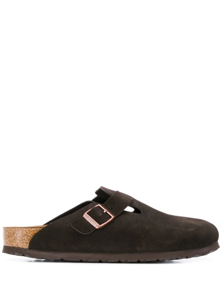Papuci Birkenstock maro din piele intoarsa
