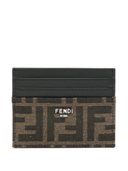 Portofel Fendi maro din material textil si piele