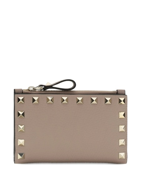 Portofel Valentino Garavani Rockstud neutru din piele