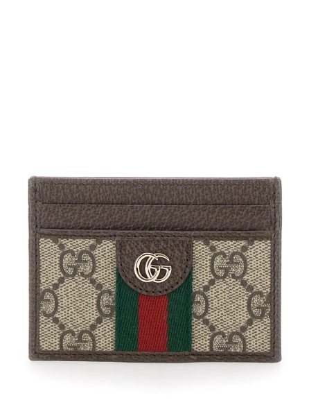 Portofele Card holder 'Ophidia' with Web detail in Beige Leather for Women