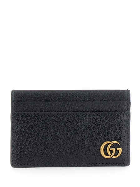Portofele Cardholder 'GG Marmont' with Gg Logo on the Front in Black Leather for Men