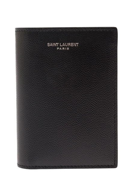 Portofele Cardholder 'Grain de Poudre' Black with Logo Embossed in Leather for Men