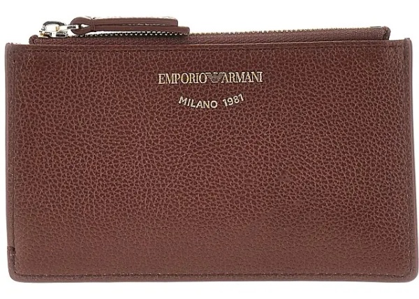 Portofele Grained leather card holder with logo