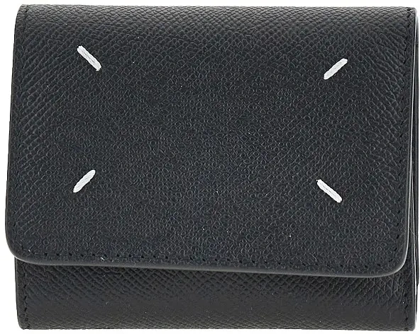 Portofele Grained leather tri-fold wallet