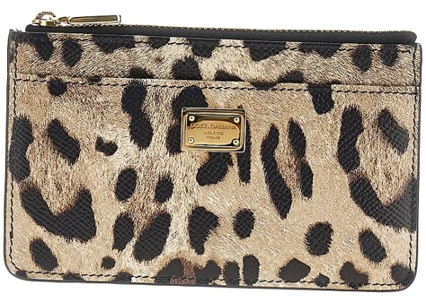 Portofele Leopard-print leather cardholder pouch