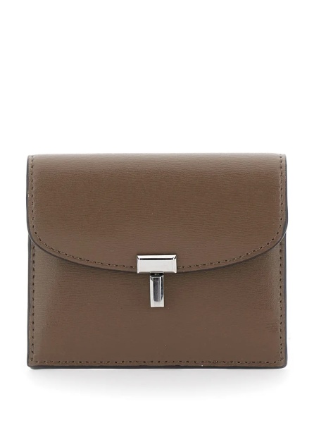 Portofele TOTÊME Brown Cardholder with T-lock closure in leather for women
