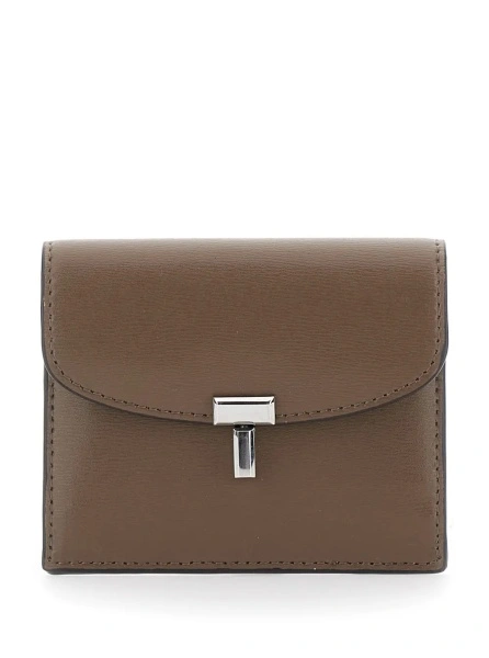 Portofele TOTÊME Brown Cardholder with T-lock closure in leather for women