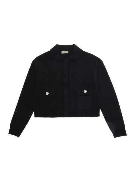 Pulover Black Crewneck sweater with buttons on the front in Blend wool Girl