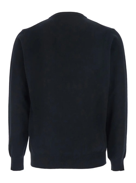 Pulover Black Crewneck Sweater with Ribbed Trims in Cashmere Man