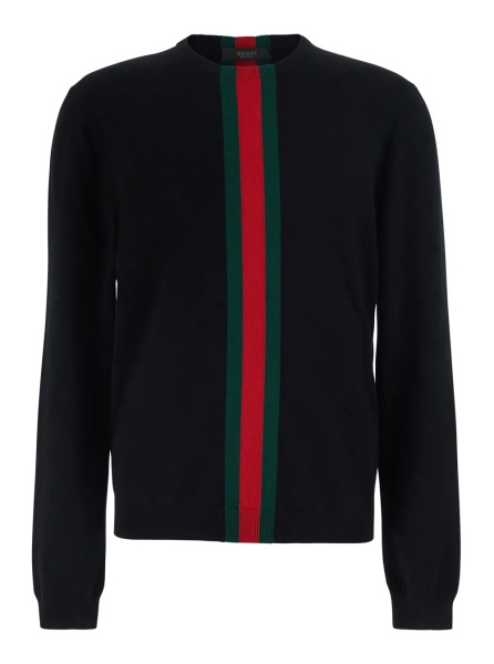 Pulover Blue Crewneck Sweater with Web Detail in Wool for Men