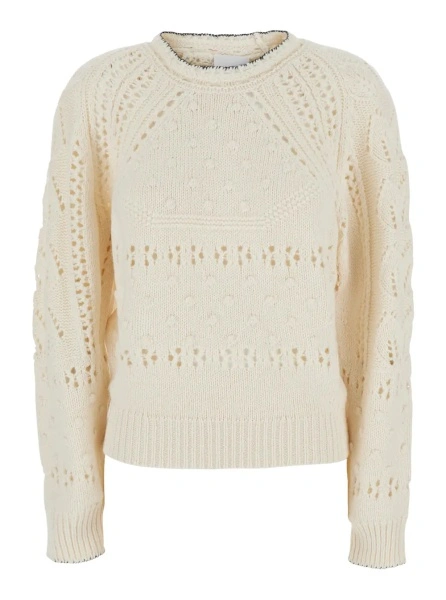 Pulover Isabel Marant alb din lana 'Luce'