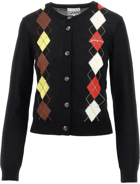 Pulover Knitted cardigan with diamond motif