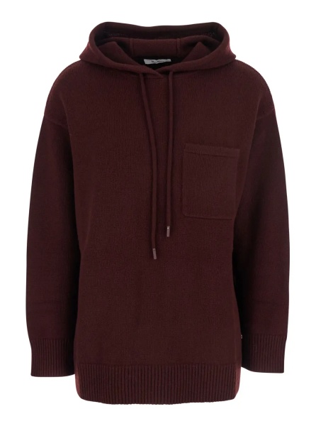 Pulover 'Liana' Bordeaux Sweater with Drawstring Hood and Dropped Shoulders in Cashmere Woman