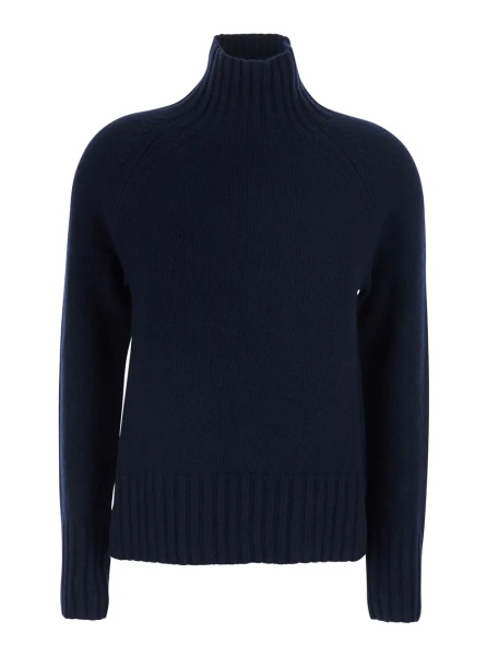 Pulover 'MANTOVA' blue Sweater with high collar and long sleeves in wool and cashmere for women