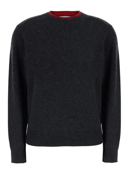 Pulover 'OTIS' Grey Sweater with Contrasting Collar in Cashmere for Women
