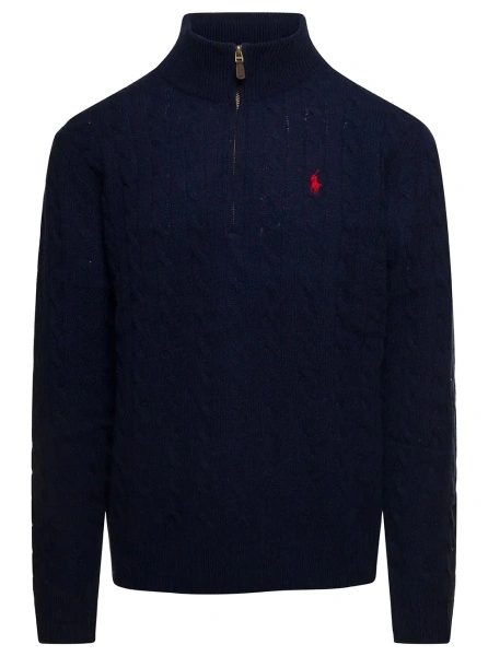 Pulover Ralph Lauren albastru din lana si casmir