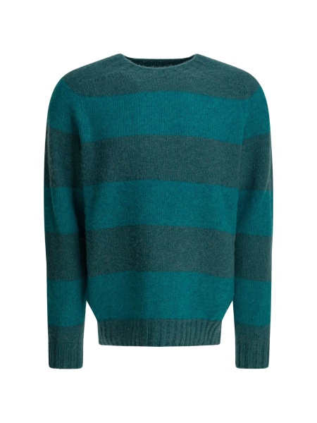 Pulover tricotat Beams Plus verde din lana
