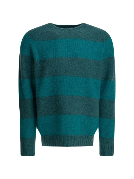 Pulover tricotat Beams Plus verde din lana