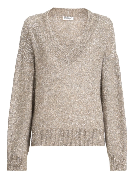 Pulover tricotat Brunello Cucinelli neutru