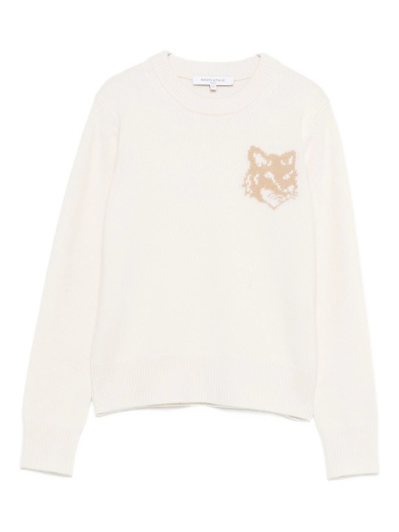 Pulover tricotat MAISON KITSUNÉ alb
