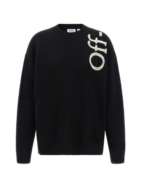 Pulover tricotat Off-White Bookish negru