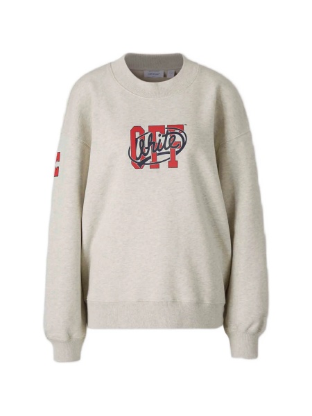 Pulover tricotat Off-White gri din bumbac