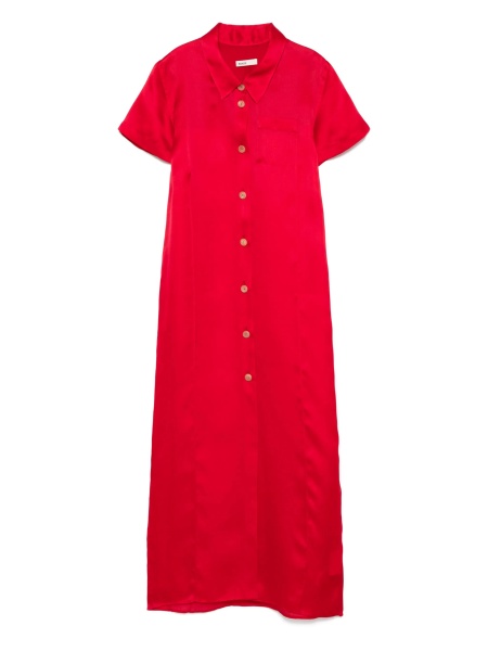 Rochie de zi Khaite rosie din matase
