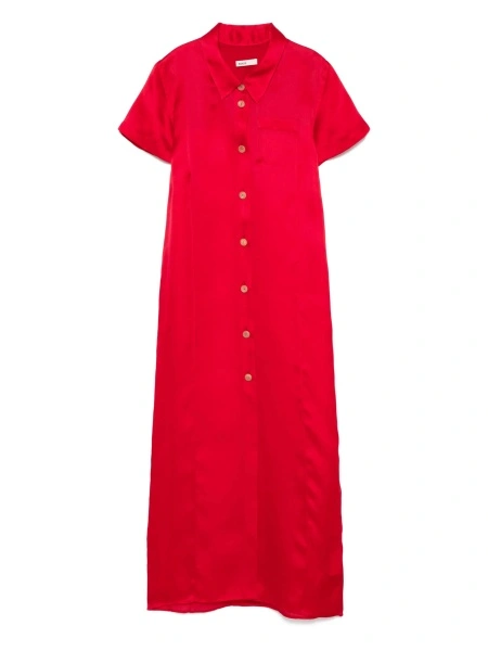 Rochie de zi Khaite rosie din matase