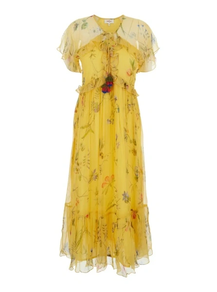 Rochie lunga Derhy galbena din vascoza