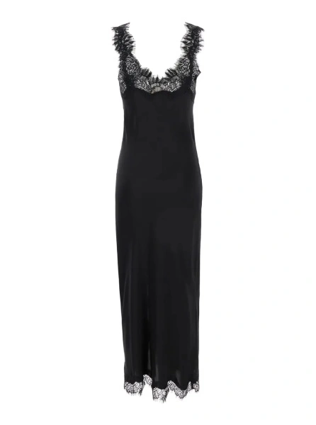 Rochie lunga GOLD HAWK neagra din matase