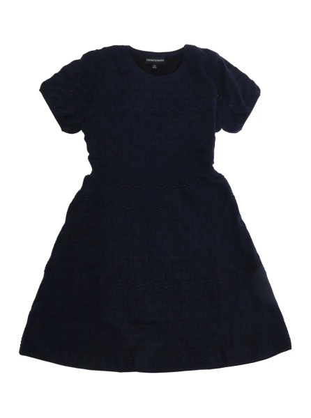 Rochii Blue Dress with knit pattern and flared skirt in wool blend girl