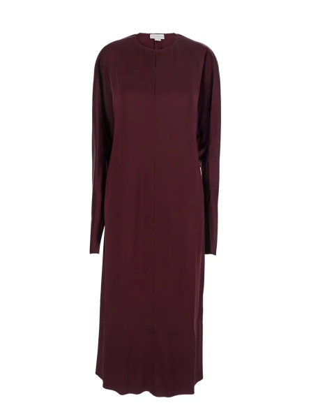 Rochii Bordeaux Midi Dress with Cape Sleeves and Cut-Out on the Front in Tech Fabric Woman