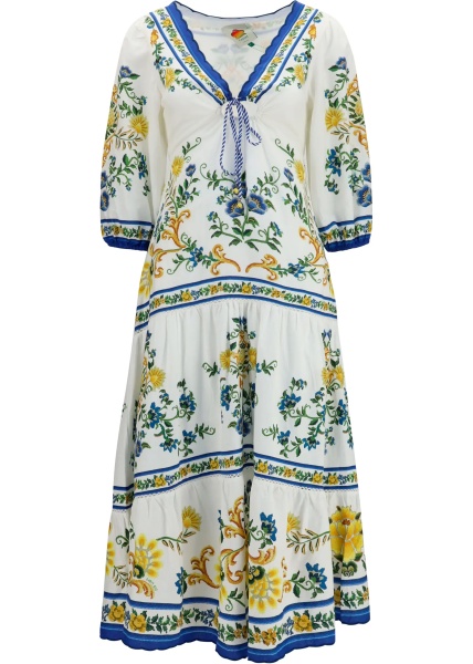 Rochii Emily floral print midi Dress with drawstring
