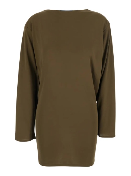 Rochii 'La Robe Mistral' Green Dress with boat neckline and cut-out with draping on the back in viscose for women
