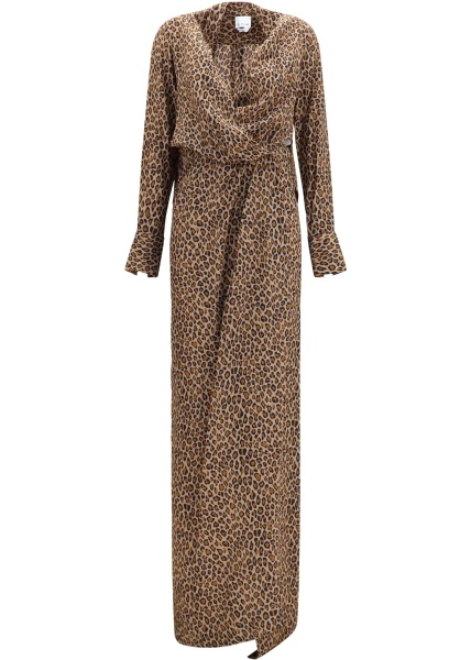 Rochii Leopard-print cross-over crêpe de chine maxi Dress