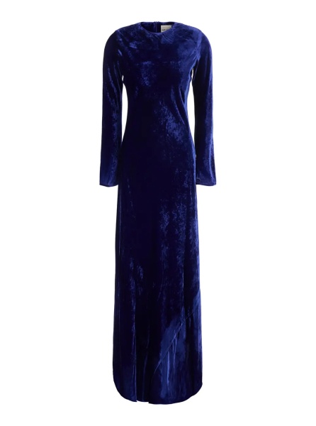 Rochii Long dress with long sleeves in blue velvet for women